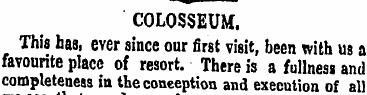 COLOSSEUM. This has, ever since our firs...