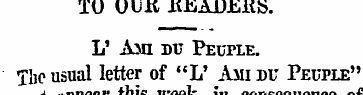 TO UliJtl JtJSAJJJUliS. L' Ami du Peuple...