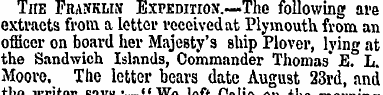 The Franklin Expedition.—Tho following a...