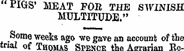 "PIGS' MEAT FOR THE SWINISH MULTITUDE." ...