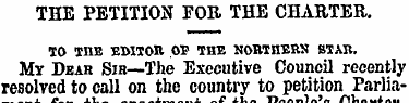 THE PETITION FOR THE CHARTER. TO THE EDI...