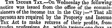 Tire Income Tax.—On Wednesday the follow...