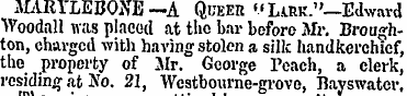 MARYLEBONE —A Queer ,( LARK."_Edwavd Woo...