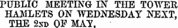 PUBLIC MEETING IN THE TOWER HAMLETS ON WEDNESDAY NEXT , THE 2.\ t&gt; OF MAY.