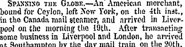 Spanxiso the Globe.—An American merchant...