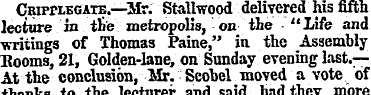 Cbifflegate.—Mr. Stallwood delivered his...