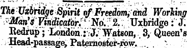 The Uxbridge Spirit of Freedom; and Work...