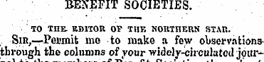 BENEFIT SOCIETIES. TO TIIE. BD1TOR 0Y TH...