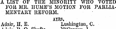 A LIST OF TIIE MINORITY WHO VOTED FOR MR...