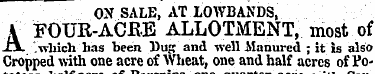 ON SALE, AT L0WBANDS, A FOUR-ACRE ALLOTM...