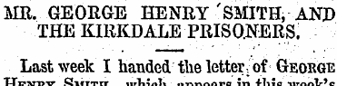 MR. GEORGE HENRY ' SMITH, AND THE KIRKDA...