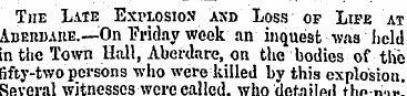 The Late Explosion axd Loss of Life at A...