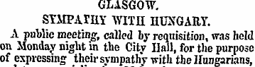 GLASGOW . SYMPATHY WITH HUNGARY. A publi...