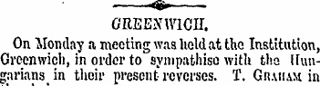 <$» GREENWICH. On Monday a meeting was h...