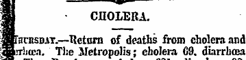 A] • m CHOLERA. apncRSDAT.—Return of dea...