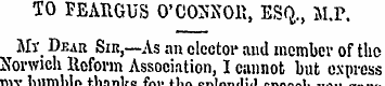 TO PEARGUS O'COSSOK , ESQ., M.r. My Dear...