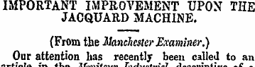 IMPORTANT IMPROVEMENT UPON THE JACQUARD ...
