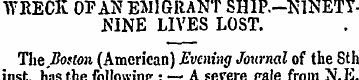 WRECK OF AN EMIGRANT SH1P.-N1NETYNINE LI...
