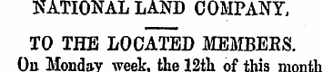 NATIONAL LAND COMPANY TO THE LOCATED MEM...