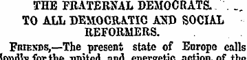 THE FRATERNAL DEMOCRATS. . . . TO ALL DE...