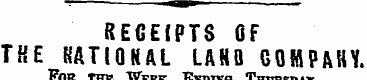 RECEIPTS OF THE RATIONAL LAHQ GQMPAKi. F...