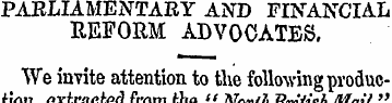 PARLIAMENTARY AND FINANCIAL REFORM ADVOC...