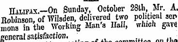 H"ALiFAX.-On Sunday, October 28th, Mr. A...