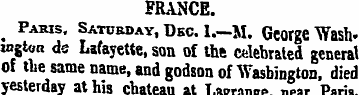 FRANCE. ^ Paris. Saturday, Dec. 1.—M. Ge...