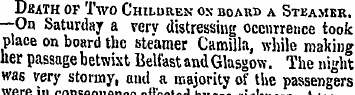 DfiATH OF Two Children ox board a Steame...
