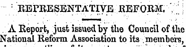 : REPRESENTATIVE JREFORM. " ;^. A Eeport...