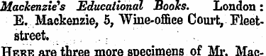 Mackenzie 's Educational Books. London :...