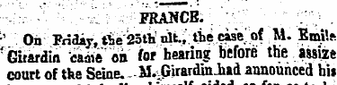 FRANCE. -' On Priory, the 25th ! nit., t...