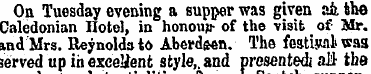 On Tuesday evening a supper was given si...