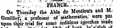 On Thursday the Able de Montlonis and M....
