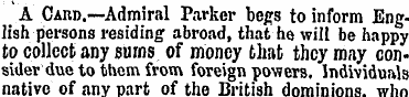 A Gaud.—Admiral Parker begs to inform En...