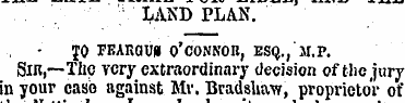 ' LAND PLAN. JO FBAKGUII O'CONNOB , ES Q...
