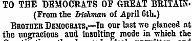 TO THE DEMOCRATS OF GREAT BRITAIN. (From...
