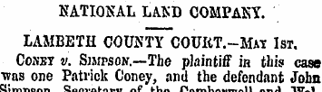 NATIONAL LAND COMPANY. LAMBETH COUNTY CO...