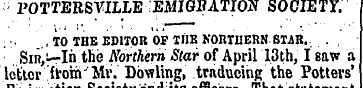 POTTERSVILLE EMIGRATION SOCIETY. , TO TH...