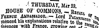 •'THURSDAY, Mat 23. HOUSE OF COMMONS. - ...