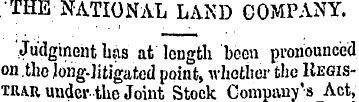 THE NATIONAL LAND COMPANY. 'Jud gment ha...