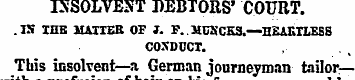 INSOLVENT DEBTORS' COURT..IS THE MATTER ...