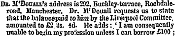 De. M'Dodall's address is292, Buckley-te...