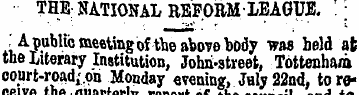 THE NATIONAL REFORM-LEAGUE. ; , A public...
