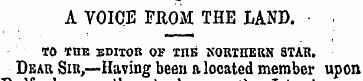 A VOICE PROM THE LAND. TO THB EOITOR OF ...