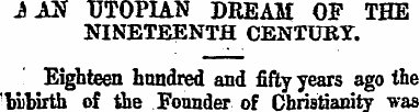 JAN UTOPIAN DREAM OF THE NINETEENTH CENT...