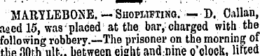 MARYLEBOKE. — Shoplifting. — D. Callan, ...