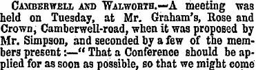 Camberwell and Walworth.—A meeting was h...