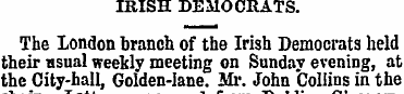IRISH DEMOCRATS. The London branch of th...