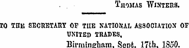 Thomas Winters. to the secretary of the ...